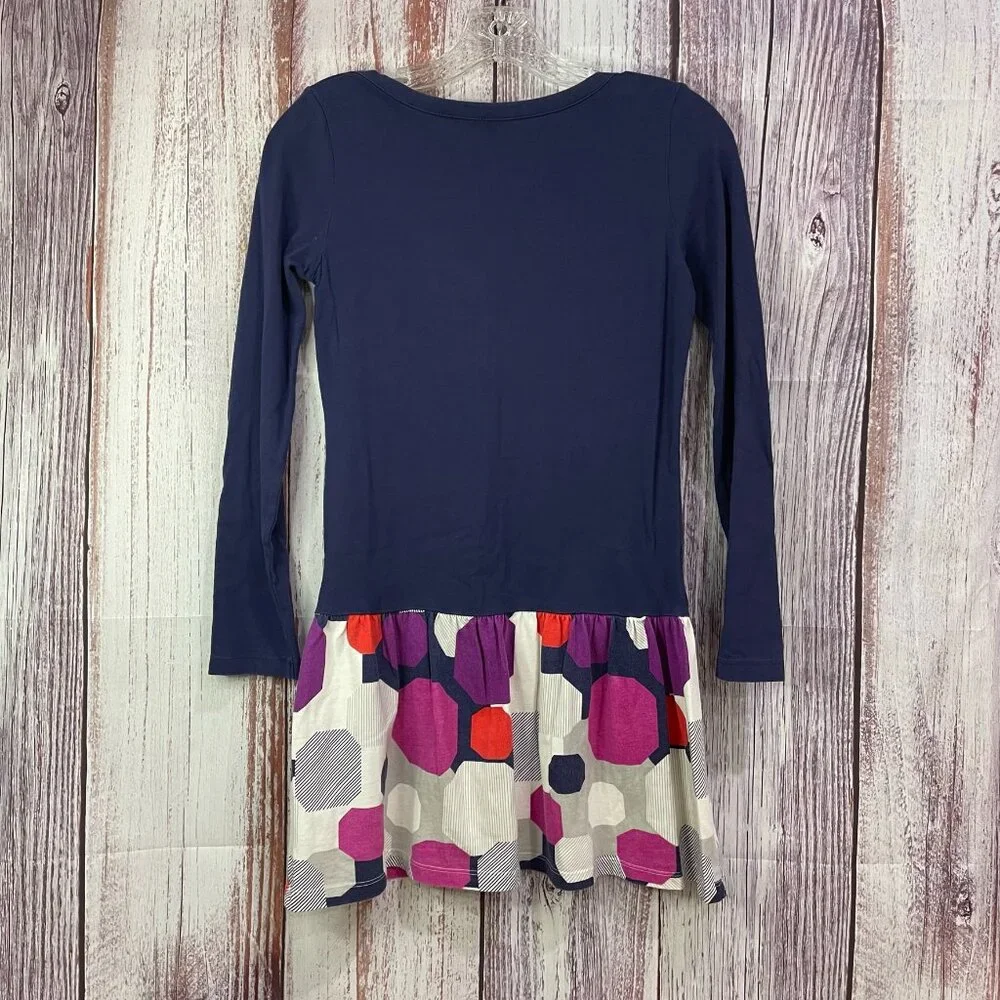 Gymboree Drop Waist Long Sleeve Blue Dress w/ Dotted Skirt Girls Size 12 #5111